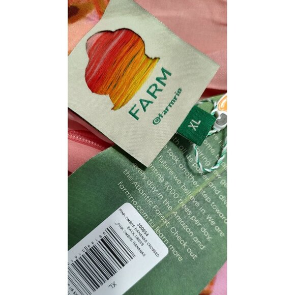 FARM Rio Mid Dress XL Ombre Bananas Crossed Back Dress Tropical Summer - Picture 11 of 16